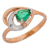 Женское золотое кольцо с бриллиантом и изумрудом, 1640963