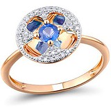 Женское золотое кольцо с бриллиантами и сапфиром, 1666051