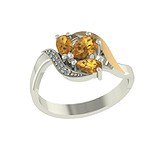 Женское серебряное кольцо с куб. циркониями и вставками из золота, 1709315