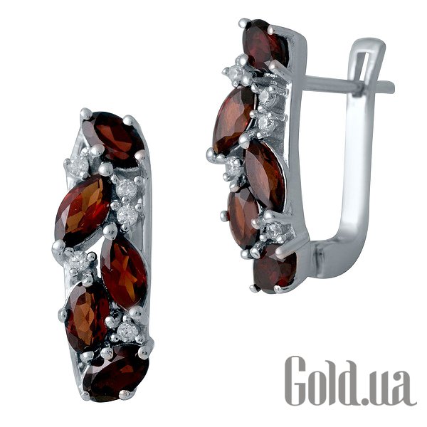

Серьги Fresh Jewelry, Серебряные серьги с гранатами и куб. циркониями