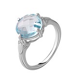 Женское серебряное кольцо с куб. циркониями и топазом, 1737987