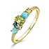 Женское золотое кольцо с бриллиантами, перидотами, бирюзой и топазами - фото 1