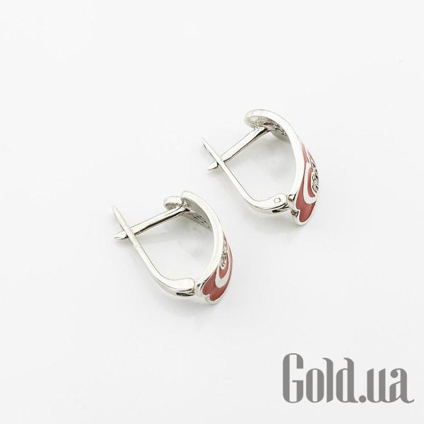 Серебряные серьги с куб. циркониями и эмалью DIA0244-10 – изображение 2