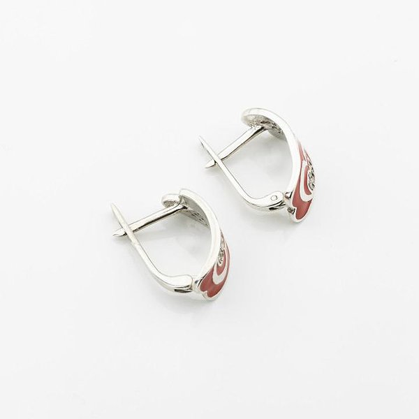 Серебряные серьги с куб. циркониями и эмалью DIA0244-10 – изображение 2
