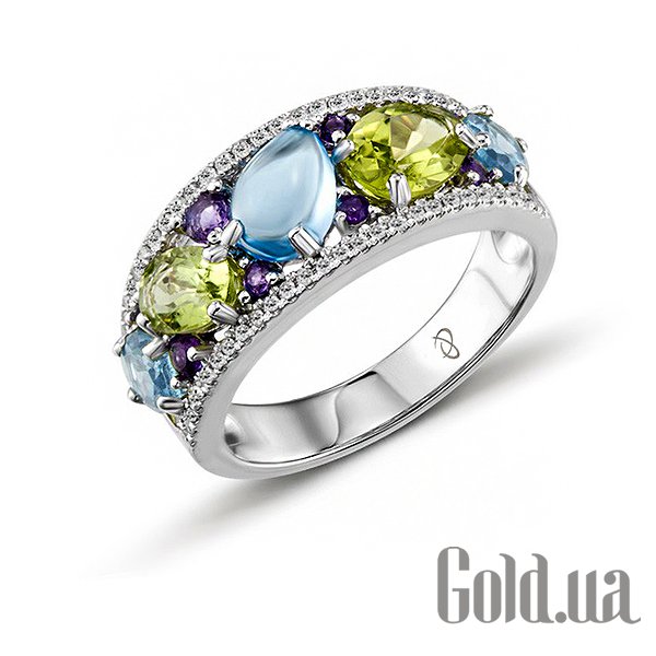 

Кольцо Lurie Jewelry, Женское золотое кольцо с бриллиантами, аметистами, топазами и перидотами, 16