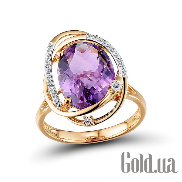 

Кольцо Lurie Jewelry, Женское золотое кольцо с бриллиантами, топазами и аметистом, 17