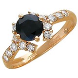 Женское золотое кольцо с бриллиантами и сапфиром, 1655812