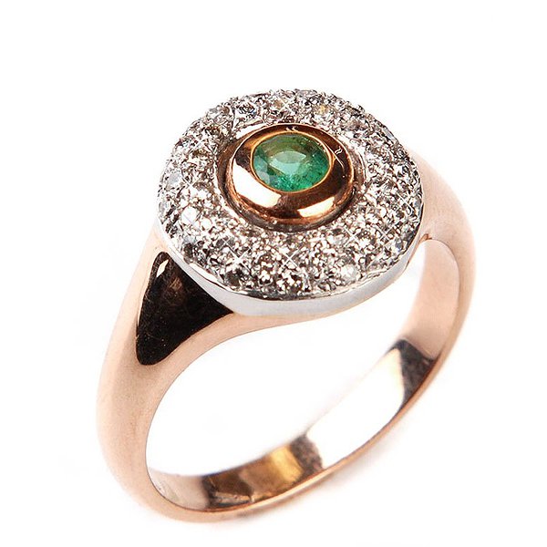 Женское золотое кольцо с изумрудом и бриллиантами