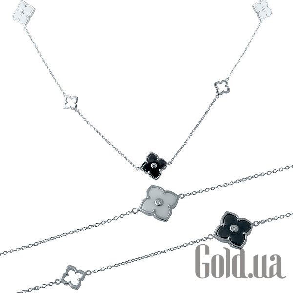 

Женские колье Fresh Jewelry, Серебряное колье с керамикой и куб. циркониями, 80