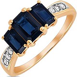 Женское золотое кольцо с бриллиантами и сапфирами, 1701124