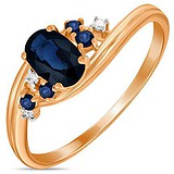 Женское золотое кольцо с бриллиантами и сапфирами, 1703428