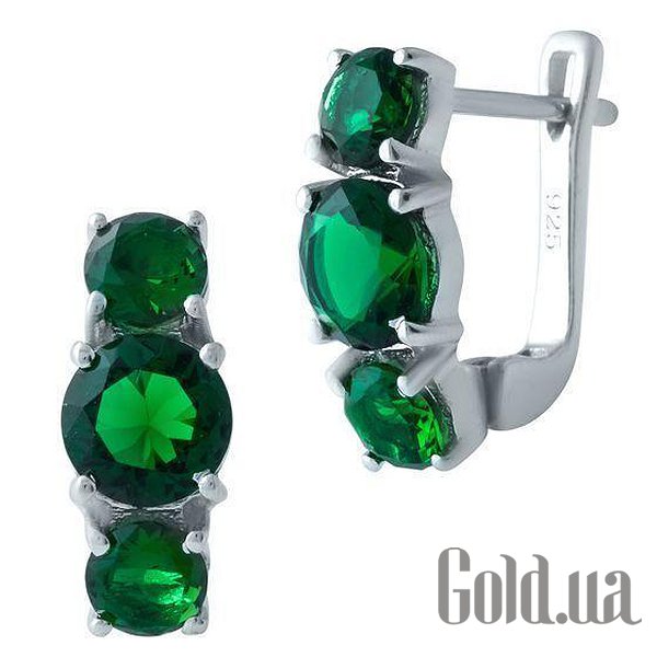 

Серьги Fresh Jewelry, Серебряные серьги с синт. изумрудами