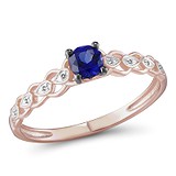 Женское золотое кольцо с бриллиантами и сапфиром, 564996