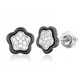 Серебряные серьги с куб. циркониями и керамикой, 862212