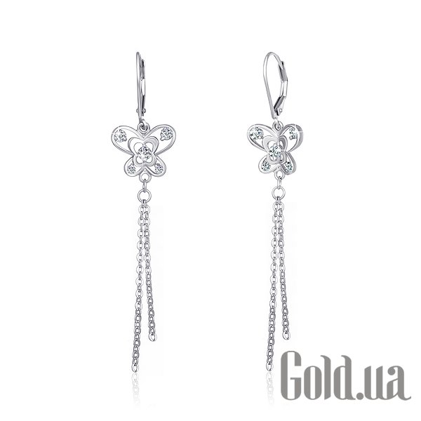 

Серьги с подвесками Silvex925, Серебряные серьги с куб. циркониями