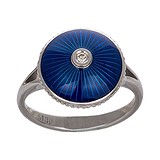 Женское серебряное кольцо с бриллиантом и эмалью, 1548549