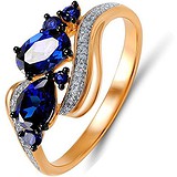 Женское золотое кольцо с бриллиантами и сапфирами, 1603077