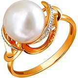 DeFleur Женское золотое кольцо с куб. циркониями и культив. жемчугом, 1628933