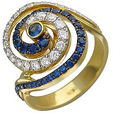 Женское золотое кольцо с бриллиантами и сапфирами, 1666309