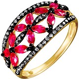 Женское золотое кольцо с бриллиантами и рубинами, 1668613