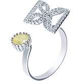 Женское серебряное кольцо с куб. циркониями и ювелирным стеклом, 1668869
