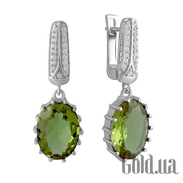 

Серьги с подвесками Fresh Jewelry, Серебряные серьги с куб. циркониями и султанитами