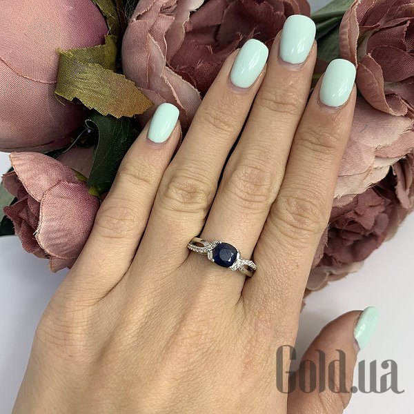 Каблучка Fresh Jewelry Жіноча срібна каблучка з куб. цирконіями і сапфіром, 18