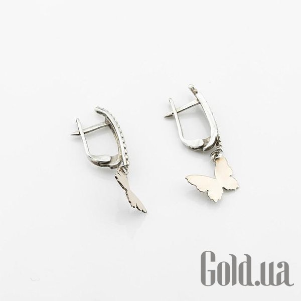 Серебряные серьги с куб. циркониями в позолоте DIA0330-10 – изображение 2
