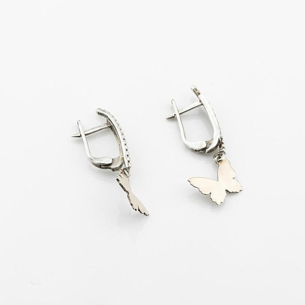 Серебряные серьги с куб. циркониями в позолоте DIA0330-10 – изображение 2