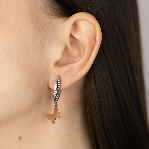Серебряные серьги с куб. циркониями в позолоте DIA0330-10 – изображение 3