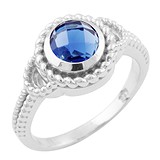 Женское серебряное кольцо с синт. сапфиром, 1358598