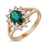 Женское золотое кольцо с бриллиантами и синт. изумрудом - фото 1