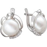 Срібні сережки з культив. перлами і куб. цирконіями, 1533190