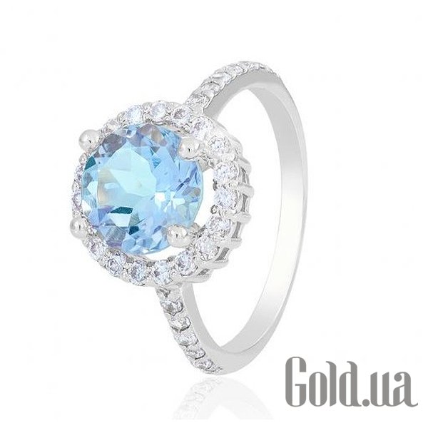 

Кольцо Украина, Женское золотое кольцо с топазом и куб. циркониями, 17.5