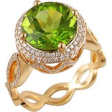 Женское золотое кольцо с бриллиантами и хризолитом, 1642246