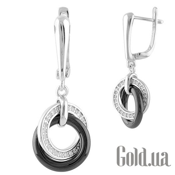 

Серьги с подвесками Fresh Jewelry, Серебряные серьги с керамикой и куб. циркониями