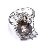 Женское серебряное кольцо с куб. циркониями и раухтопазом, 1645830