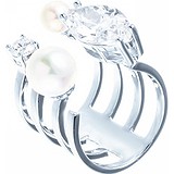 Женское серебряное кольцо с куб. циркониями и жемчугом, 1669894