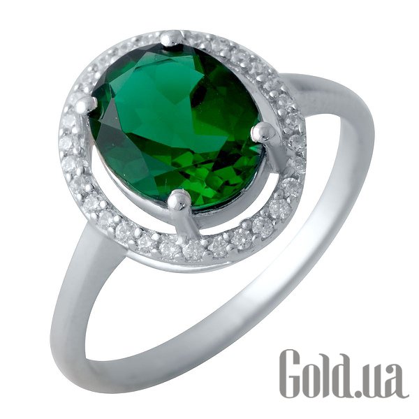 

Женские кольца Fresh Jewelry, Женское серебряное кольцо с синт. изумрудом и куб. циркониями, 17.5