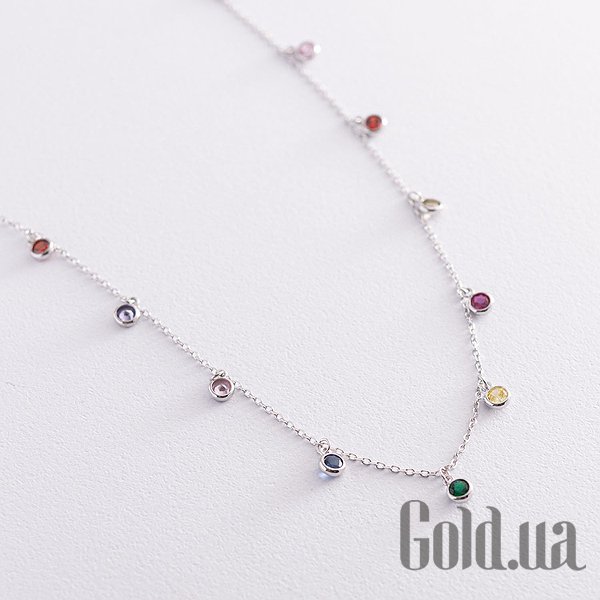 

Женские колье Украина, Серебряное колье с куб. циркониями, 40