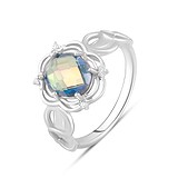 Женское серебряное кольцо с куб. циркониями и топазом, 1770246