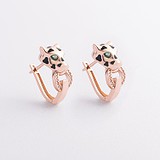 Золотые серьги с куб. циркониями и эмалью, 1795334