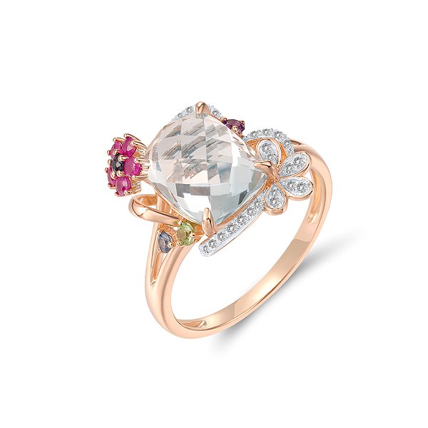 Жіноче золоте кільце з діамантами