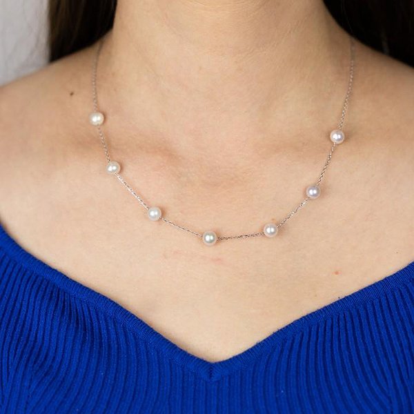 Серебряное колье с культив. жемчугом DIA3401139 – изображение 3