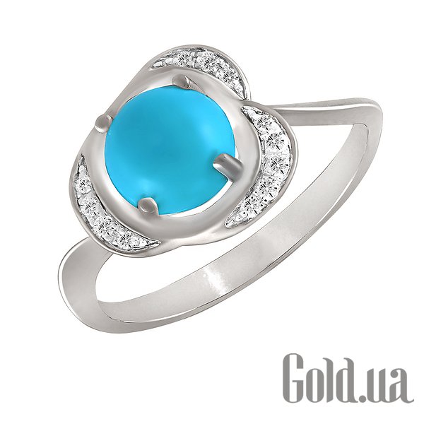 

Кольцо Lurie Jewelry, Женское золотое кольцо с бриллиантами и бирюзой, 17