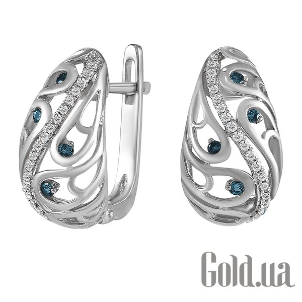 

Серьги Lurie Jewelry, Золотые серьги с бриллиантами и сапфирами