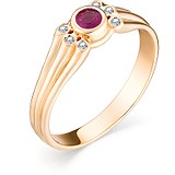 Женское золотое кольцо с бриллиантами и рубином, 1606407