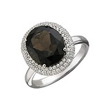 Женское серебряное кольцо с куб. циркониями и раухтопазом, 1616647