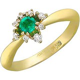 Женское золотое кольцо с бриллиантами и изумрудом, 1666311