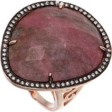 Женское серебряное кольцо с куб. циркониями и родонитом в позолоте, 1669895